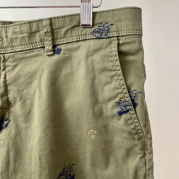 Jack & Jones Bowie Flat Front Chino Shorts Nautical Theme Green Size XL (36/38) - Picture 2 of 10